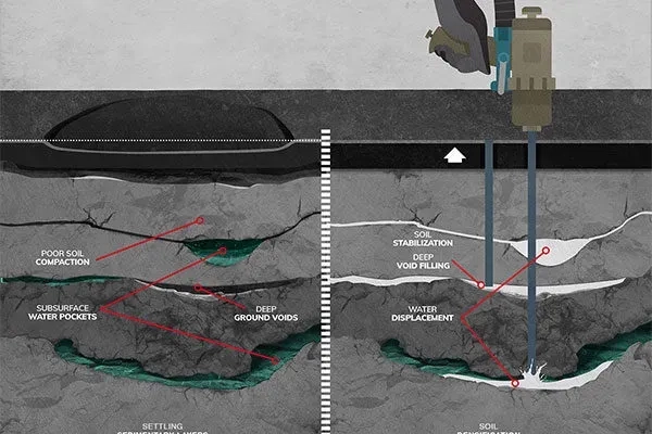 Illustration of UDI being performed beneath the soil