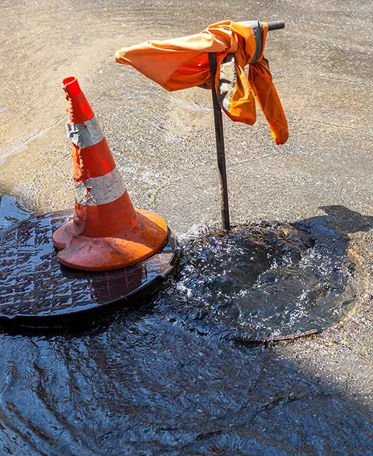 Traffic cone on roadway