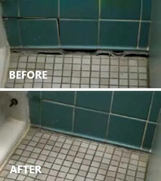 Before and after of tile treated