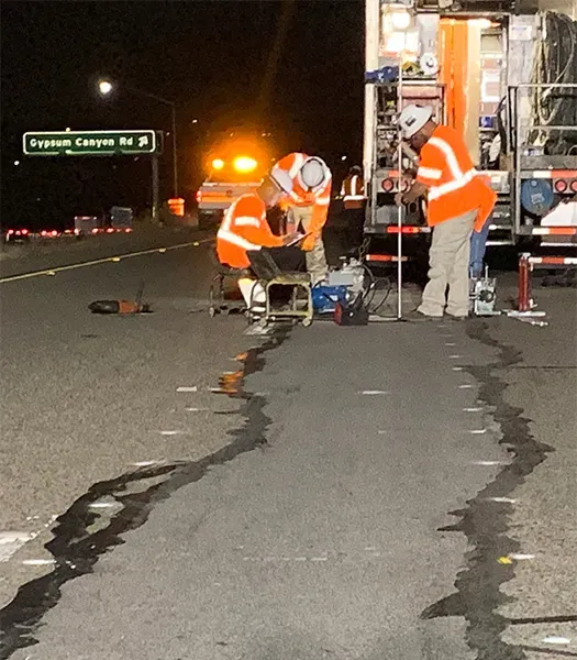 URETEK works alongside Caltrans at night