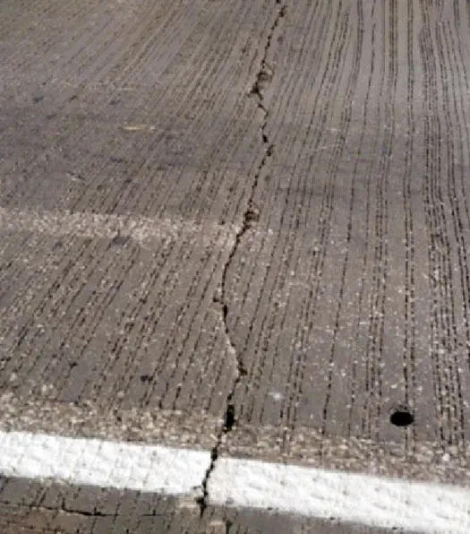 Close up of cracked Ohio asphalt