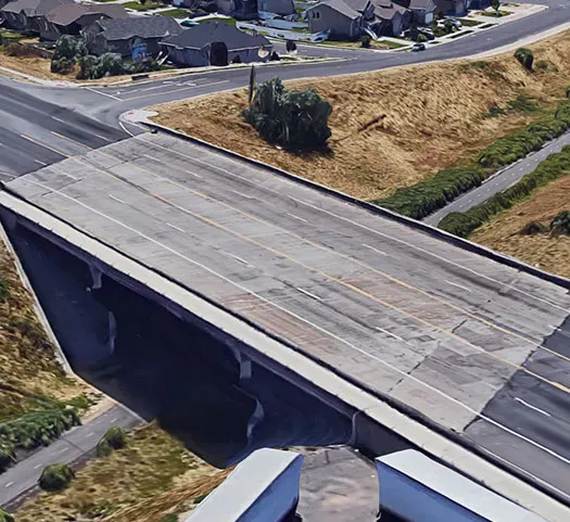 Aerial shot of repaired highway