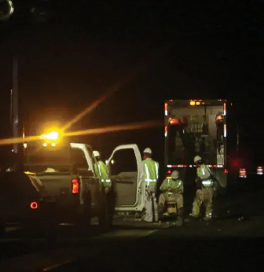 Trucks at night