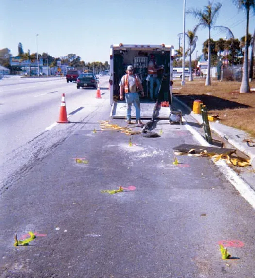 Technician on roadway